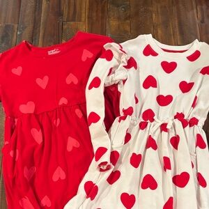 Kids Red and White Heart Print Dresses